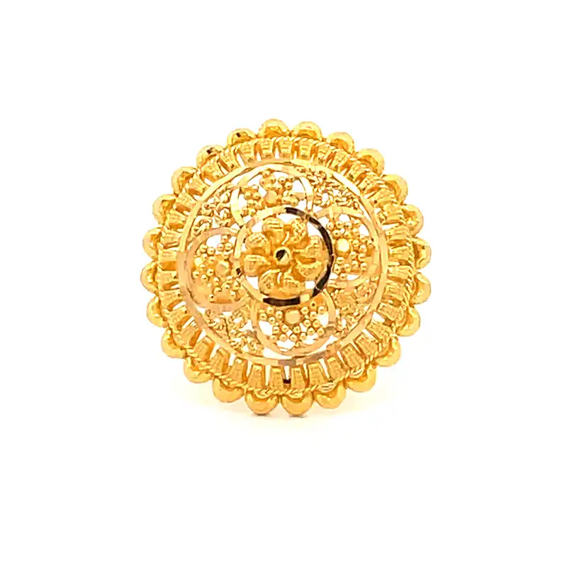 Floral 22 Karat Yellow Gold Ring